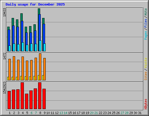 Daily usage for December 2025